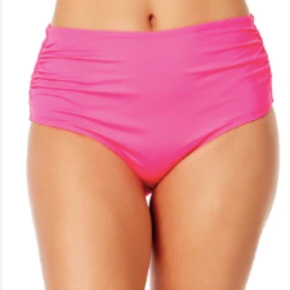 Anne Cole Other - Anne Cole High Waist Shirred Bikini bottoms pink punch - XL